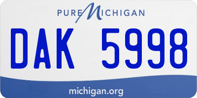 MI license plate DAK5998