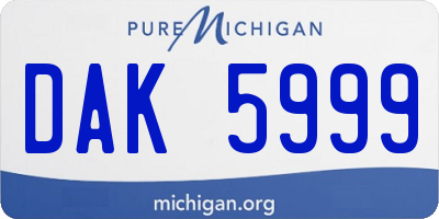 MI license plate DAK5999