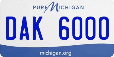 MI license plate DAK6000
