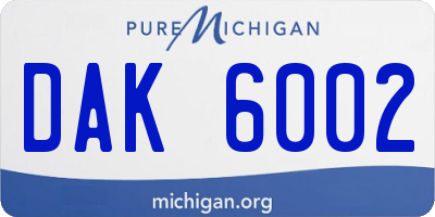 MI license plate DAK6002