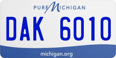 MI license plate DAK6010