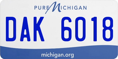MI license plate DAK6018