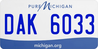 MI license plate DAK6033