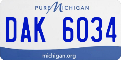 MI license plate DAK6034