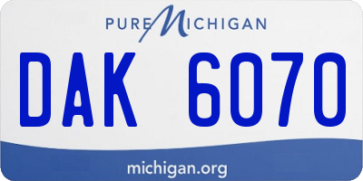 MI license plate DAK6070