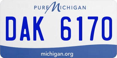 MI license plate DAK6170