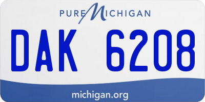 MI license plate DAK6208