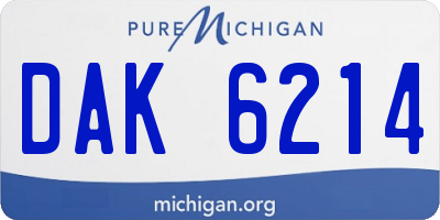 MI license plate DAK6214