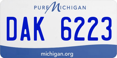MI license plate DAK6223