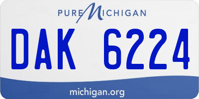 MI license plate DAK6224