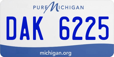 MI license plate DAK6225