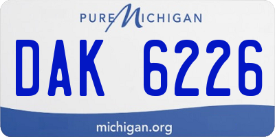 MI license plate DAK6226