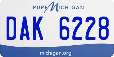 MI license plate DAK6228