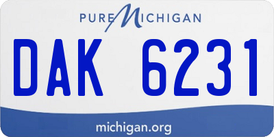 MI license plate DAK6231