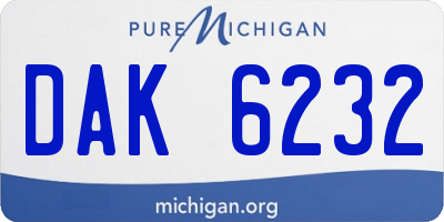 MI license plate DAK6232
