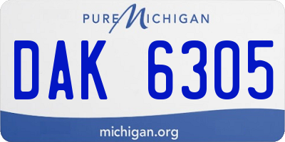 MI license plate DAK6305