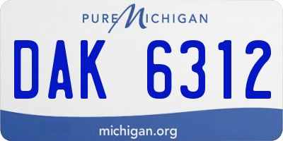 MI license plate DAK6312
