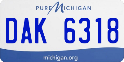 MI license plate DAK6318