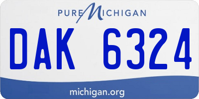 MI license plate DAK6324