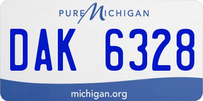MI license plate DAK6328