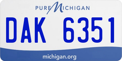 MI license plate DAK6351