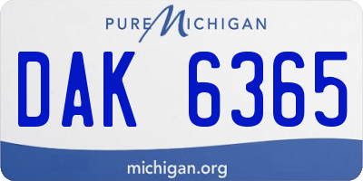 MI license plate DAK6365
