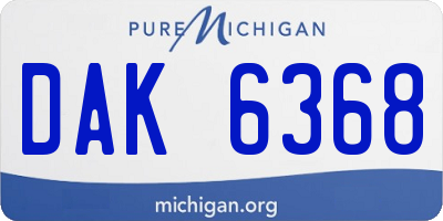 MI license plate DAK6368