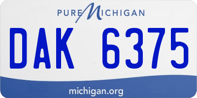 MI license plate DAK6375