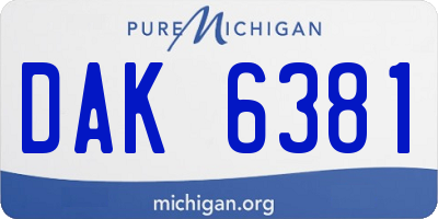 MI license plate DAK6381