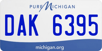 MI license plate DAK6395
