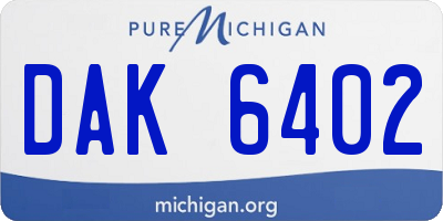 MI license plate DAK6402