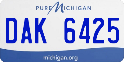 MI license plate DAK6425