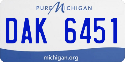 MI license plate DAK6451
