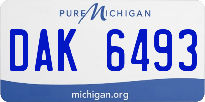 MI license plate DAK6493