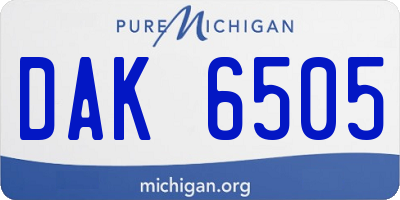 MI license plate DAK6505