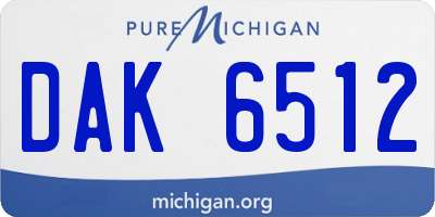 MI license plate DAK6512