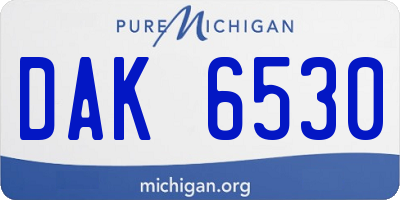 MI license plate DAK6530