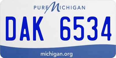 MI license plate DAK6534