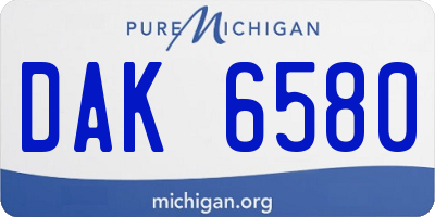 MI license plate DAK6580