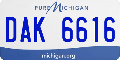 MI license plate DAK6616