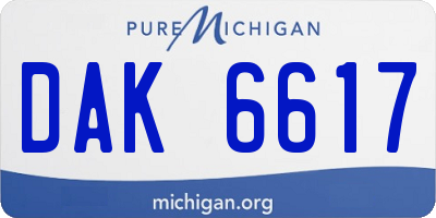 MI license plate DAK6617