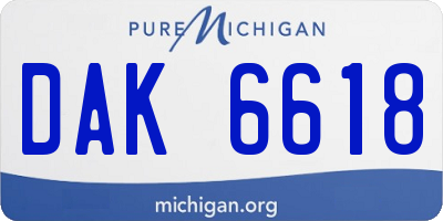 MI license plate DAK6618
