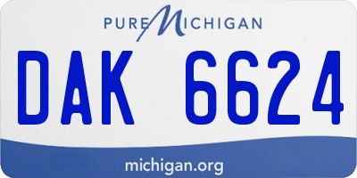 MI license plate DAK6624