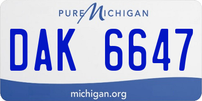 MI license plate DAK6647