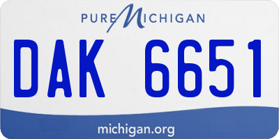 MI license plate DAK6651