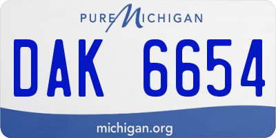 MI license plate DAK6654