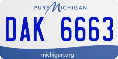 MI license plate DAK6663