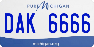 MI license plate DAK6666