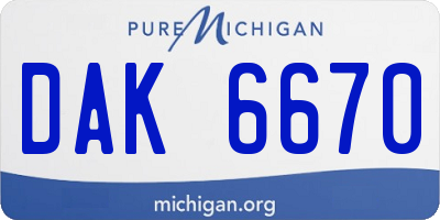 MI license plate DAK6670