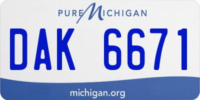 MI license plate DAK6671